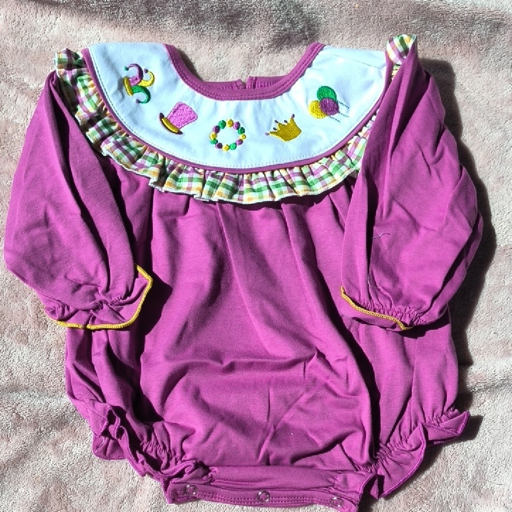Purple Kids Bodysuit with Embroidered Details